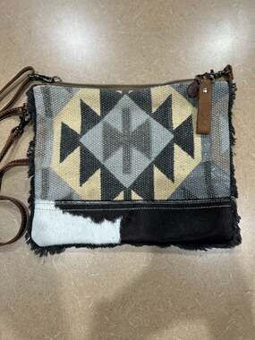 Myra Bag Aztec Print Canvas and Cowhide Leather Crossbody Purse